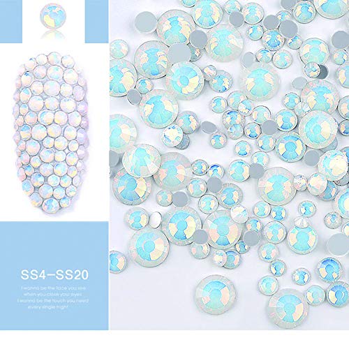 DAODER 4 Pack Sparkly Opal Rhinestones for Nails & Crafts - 7 Sizes, 4 Colors