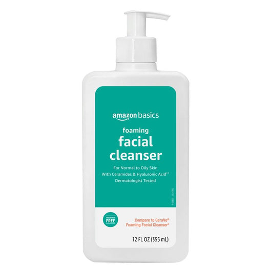 Foaming Facial Cleanser with Ceramides & Hyaluronic Acid - Gentle Daily Face Wash, 12 fl oz | Non-Comedogenic, Fragrance-Free