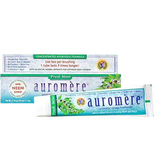 Auromere Neem & Clove Toothpaste - Fresh Mint, Fluoride-Free, Vegan