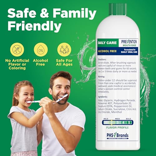 PHS Brands Prevention Daily Care Hydrogen Peroxide Mouthwash, Mint 16 oz 2-Pack