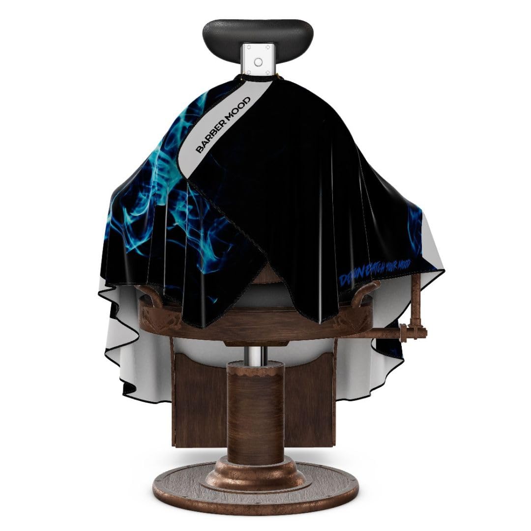 Professional Barber Cape - Hair Cutting Cape with Adjustable Neck Closure, Salon Quality Styling Cape for Hairdressers and Barbers - Blue Smoke