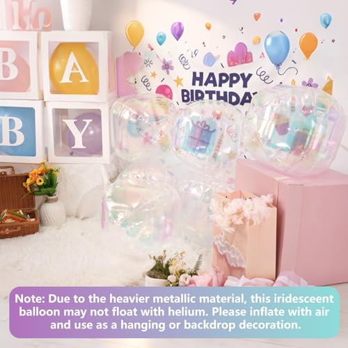 Biapian Iridescent Foil Balloons Set - 12 Pcs in 3 Sizes for Parties