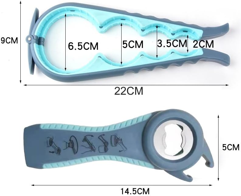 Multi-Function Jar Opener - 4-in-1 Easy-Grip Tool for Seniors | Anti-Slip Ergonomic Design, Durable Plastic
