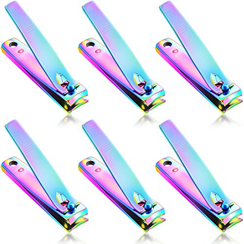 6-Piece Rainbow Stainless Steel Nail Clipper Set for Travel