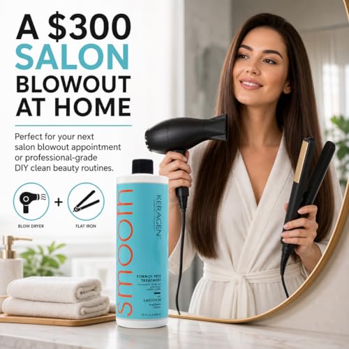 Keragen Brazilian Keratin Smoothing Treatment | Formaldehyde-Free Blowout for Frizzy, Dry, or Damaged Hair | Smooth, Silky Results | Fine to Medium Hair | 16 Oz