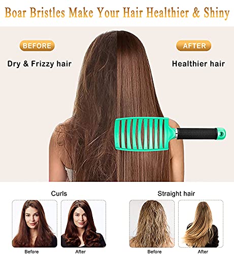 Boar Bristle Detangling Brush for All Hair Types - Lightweight & Non-Slip