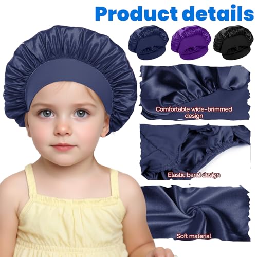 Kids Satin Silk Bonnet Set - Baby Girl & Boy Sleep Caps, 3 Colors