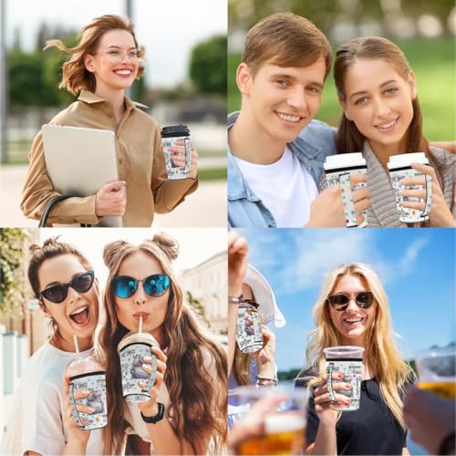 Cute Hippo Neoprene Iced Coffee Sleeve with Handle - Large 30-32 oz