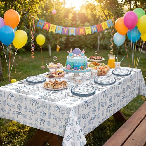 Seashell Birthday Party Tableware Set for 20 Guests - Ocean Bow Theme
