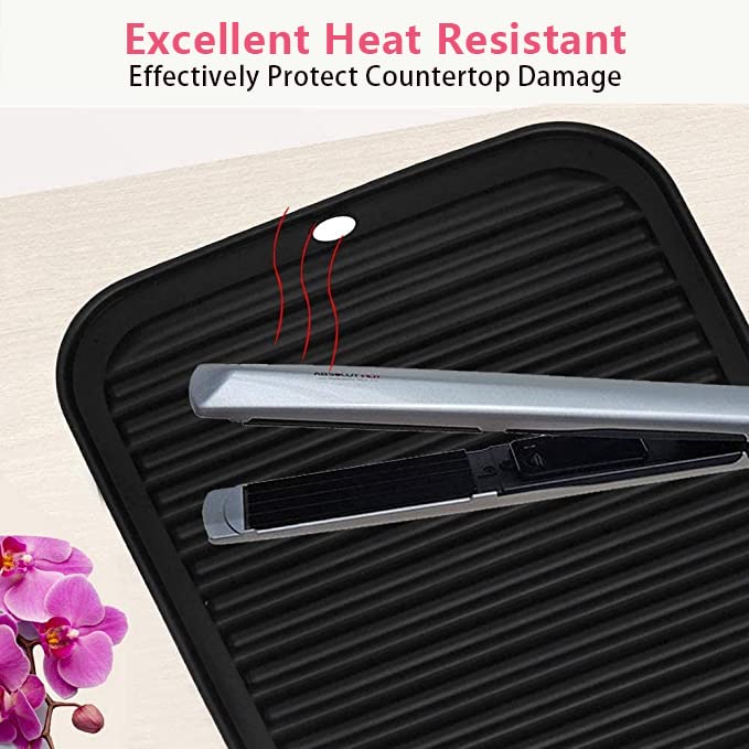 Ninwod Green Heat Resistant Silicone Mat for Hair Tools, Curling Iron & Flat Iron Holder