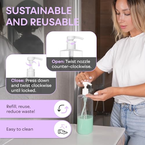 32 oz Refillable Shampoo Pump Bottles - BPA-Free, 2 Pack
