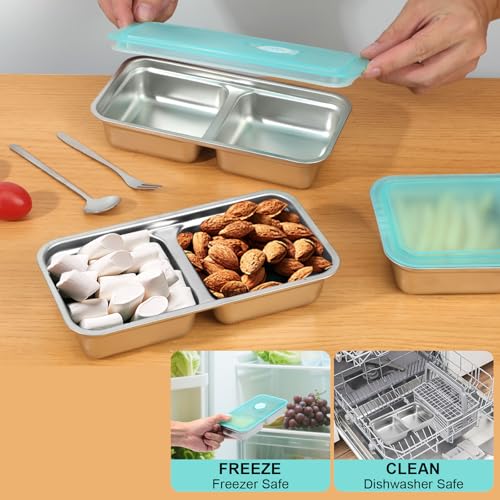 KITHELP 4-Piece Stainless Steel Snack Containers with Lids