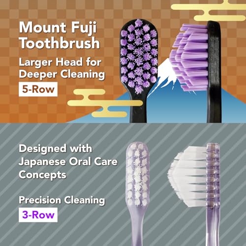 Mount Fuji Pyramid Toothbrush, Medium Bristle Deep Cleaning 3-Pack