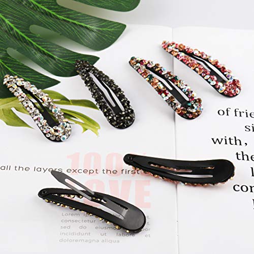 Messen Drop Shape AB Crystal Hair Barrettes - 6 Piece Rhinestone Set
