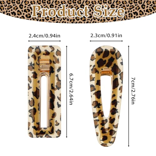 Mabor Leopard Print Hair Clips - 4Pcs Vintage Acrylic Barrettes