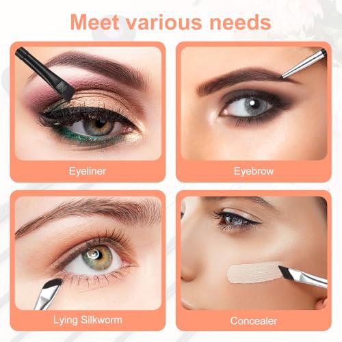 7-Piece Angled Eyeliner & Eyebrow Brush Set for Precision Makeup