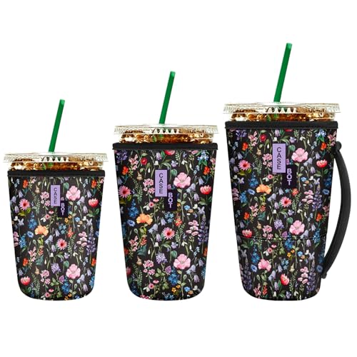 Fintie Insulated Iced Coffee Sleeve - 3 Pack, Reusable Neoprene Drink Covers for Hot & Cold Beverages