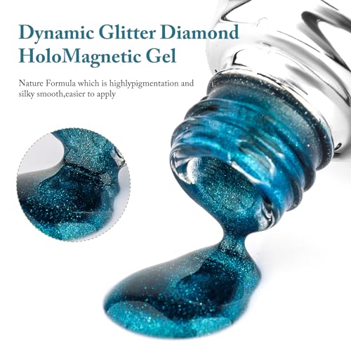 SAGEBIO Cat Eye Gel Nail Polish - 15ml Holographic Magnetic Gel & Magnet