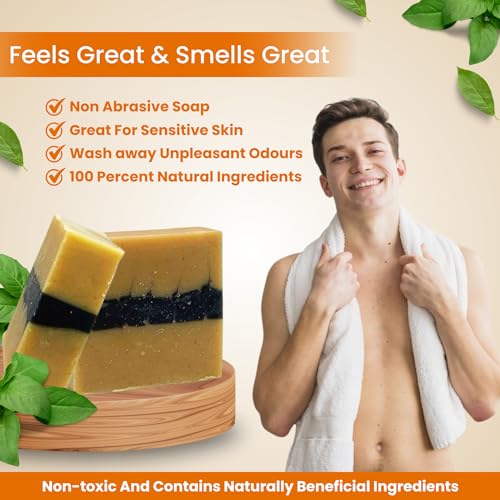 All Natural Handmade Bar Soap for Men - Moisturizing & Exfoliating