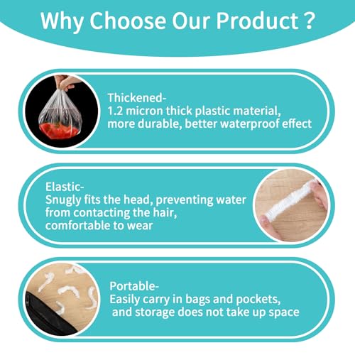 Disposable Shower Caps - 100pcs Waterproof Hair Covers, 20.5"