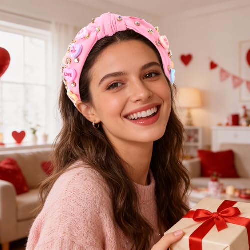 Pink Valentines Headbands for Women Teen Girls - Love Heart XOXO Hair Accessories