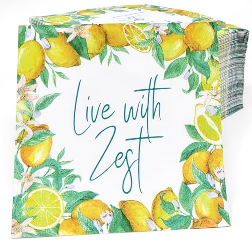 Floral Cocktail Napkins - Live with Zest, 100 Pcs Disposable, 10" x 10"