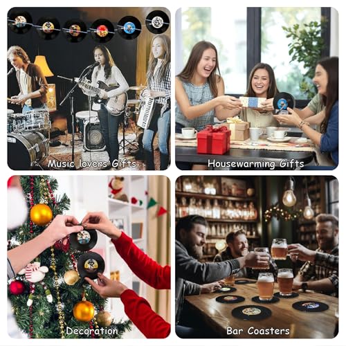 12-Pack Retro Vinyl Record Coasters for Music Lovers