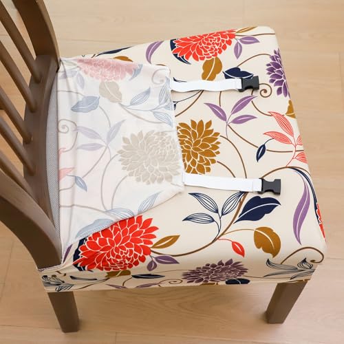 Waterproof Floral Dining Chair Seat Covers - Set of 4, Non-Slip & Washable