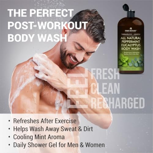 First Botany Natural Body Wash Peppermint Eucalyptus 16 fl oz - Fights Odor & Skin Issues