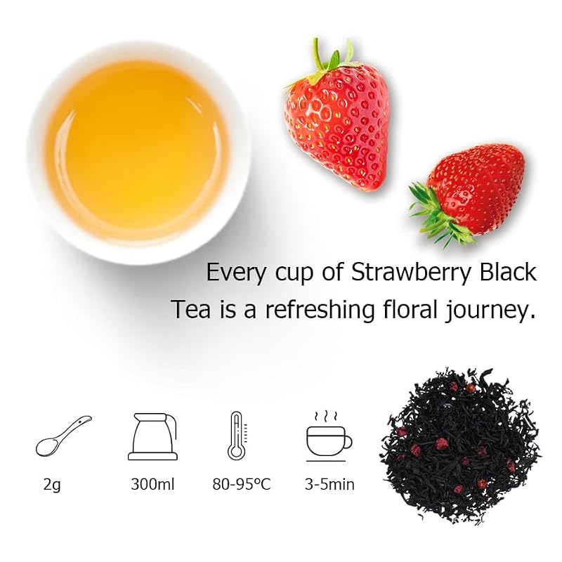 Natural Strawberry Black Tea - 100% Loose Leaf Blend, 50g