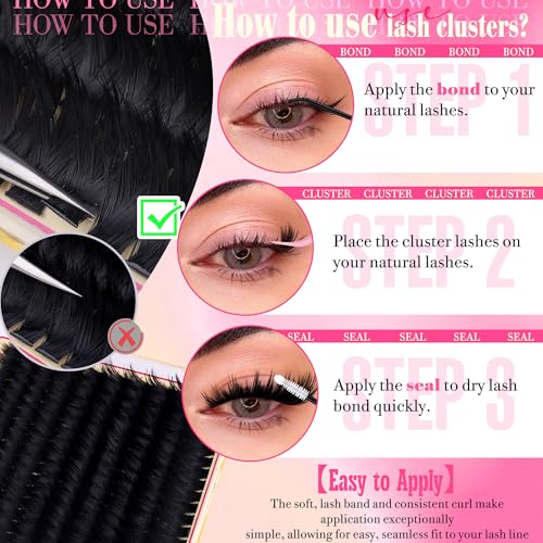 FANXITON Volume Lash Clusters E - Spiky 3D Wispy Eyelash Extensions 10-18mm