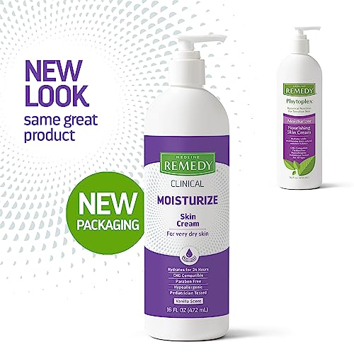 Medline Remedy Clinical Skin Cream - Vanilla Scent, 16 fl oz - Hypoallergenic Moisturizer for All Ages