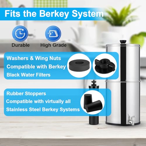 Berkey Water Filter Replacement Kit - 4 Wing Nuts, Washers & Plugs