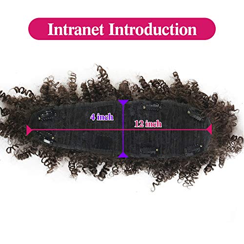 Afro High Puff Hair Bun Ponytail with Bangs - 4# Synthetic Mohawk Clip-in Extensions