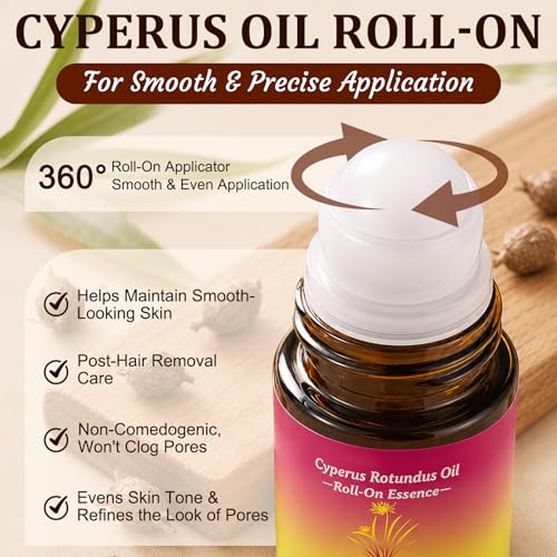 VOGSIG Cyperus Rotundus Hair Inhibitor Oil - Natural Roll-On Serum, 2.02 oz