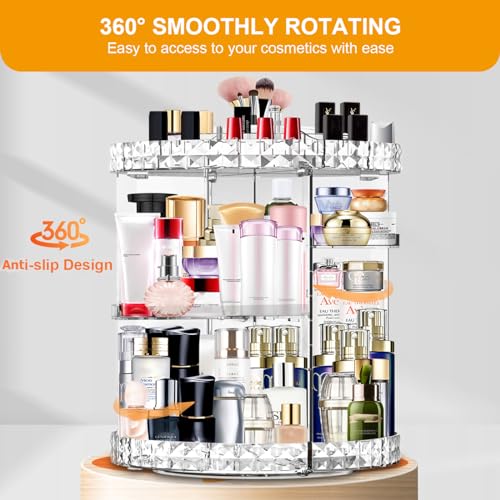 MISERWE Clear 360° Rotating Makeup Organizer with 7 Adjustable Layers, Large Capacity