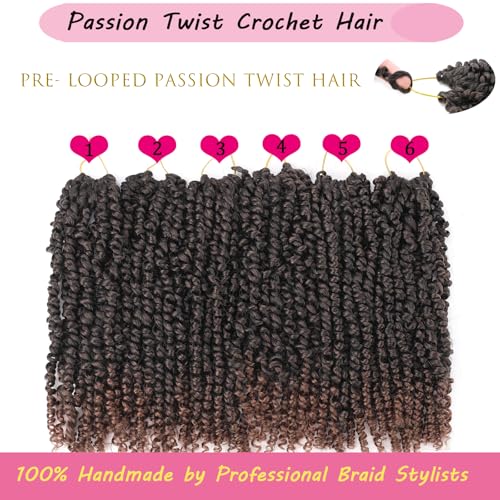 Zoewan 10 Inch Pre-Twisted Passion Twist Crochet Hair - 6 Pack Ombre Brown