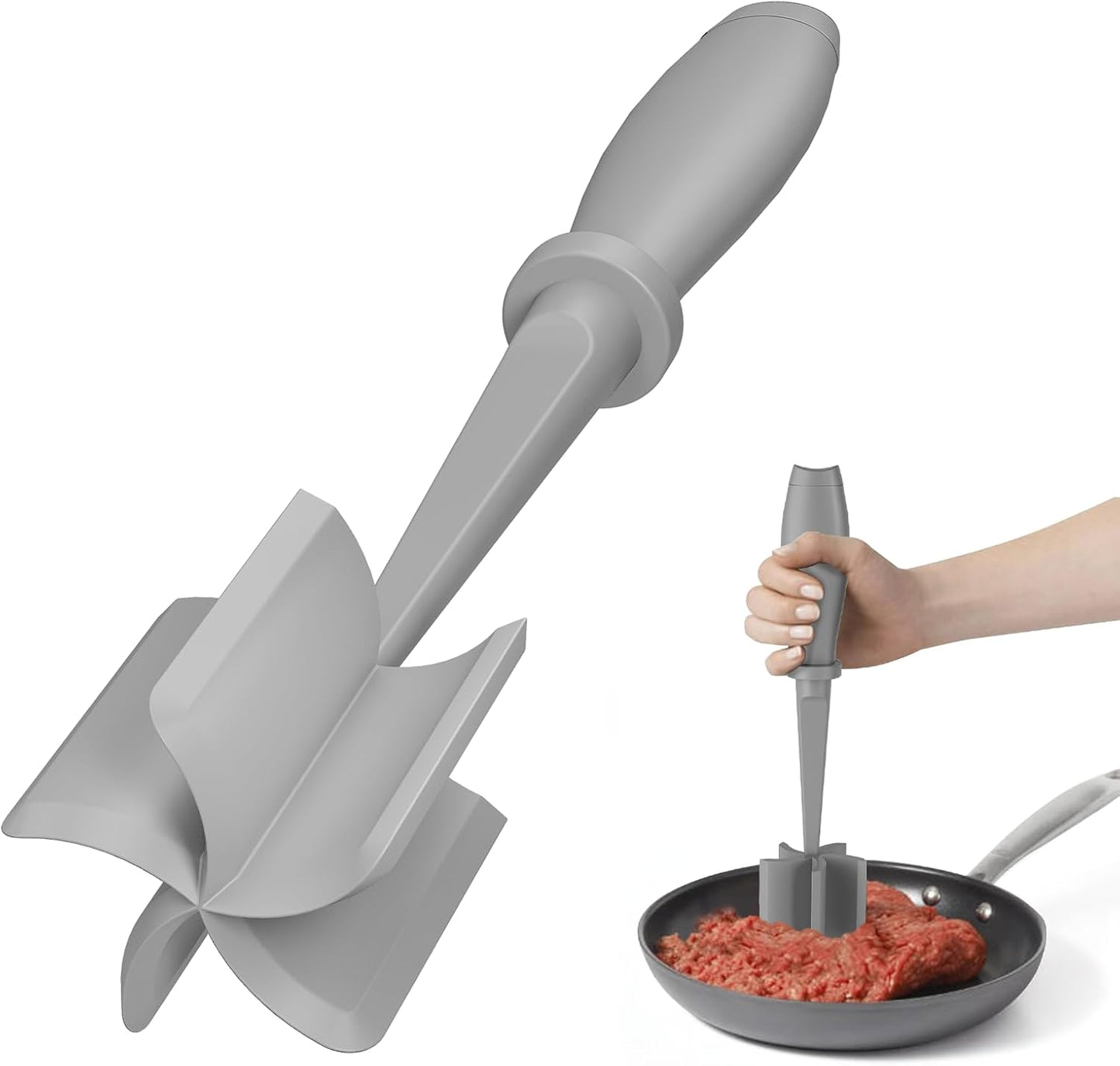 Meat Chopper - Premium Hamburger Grinder & Heat Resistant Smasher for Ground Beef | Black
