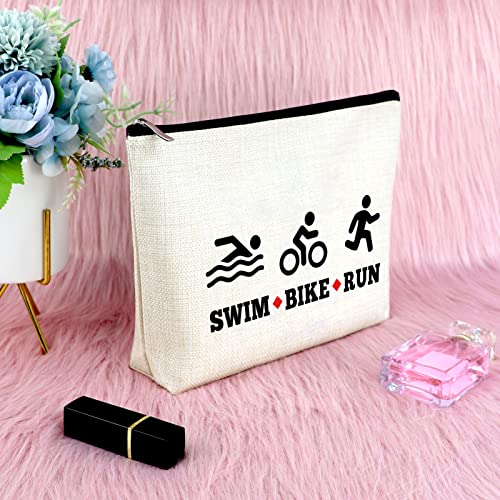 Sfodiary Triathlon Gift Makeup Bag - Women Athletes Swim Bike Run Organizer