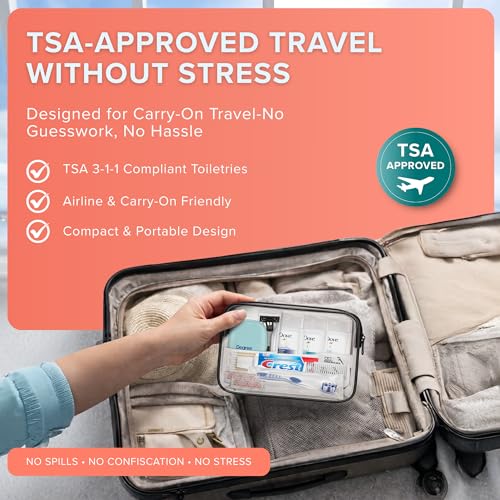 12 Piece Women¡¯s Travel Essentials with Clear Toiletry Bag For Women, Airplane Essentials, Travel Shampoo and Conditioner, Vacation Essentials