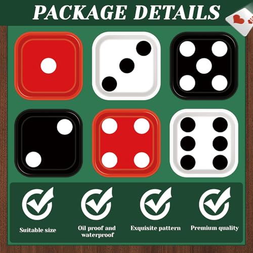 48PCS Casino Dice Paper Plates for Game Night Party Supplies