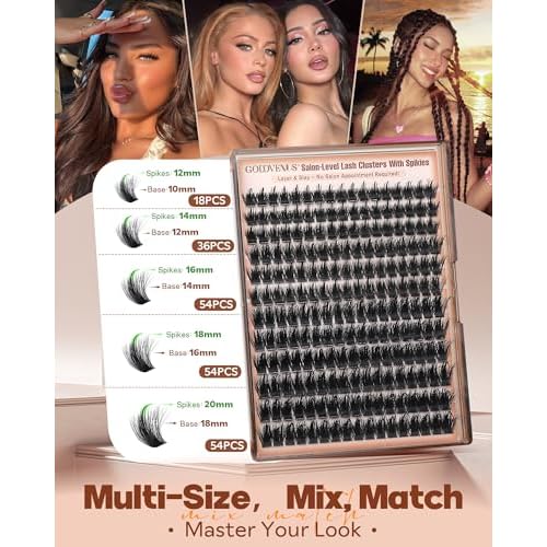 Goddvenus Manga Lash Clusters With Spikes Wispy Cluster Eyelash Extensions Fluffy Anime Eyelashes Clusters Reusable Faux Mink Fairy Individual Lash Extension (D Curve 12-18mm 204 pieces)