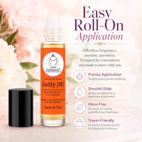 Zeka Parfumerie Travel Size Fragrance Body Oil Roll-On - Guilty Inspired, 1/3 oz