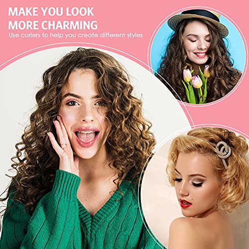 Syhood Pink Flexible No Heat Hair Curling Rods 30 Pcs 9.45 x 0.55 Inch - DIY Curling Tool