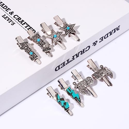 8-Piece Western Turquoise Hair Clip Set - Cowgirl Cowboy Boot Hair Accessories