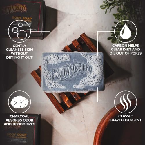 Suavecito Pomade Original Charcoal Body & Hand Soap Bars - 6 Pack (6 oz)