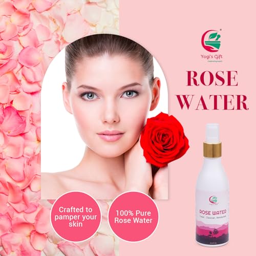 Yogi's Gift Rose Water 6.5 fl oz - Pure, Alcohol-Free Facial & Hair Spray, Pack of 1