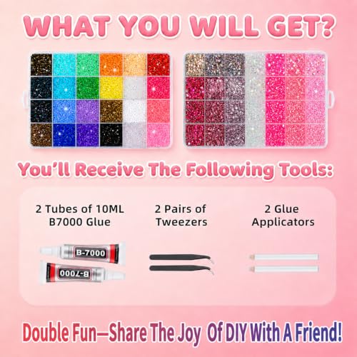52000 Pcs Jelly Rhinestone Bedazzling Kit, 24+28 Colors with B7000 Glue