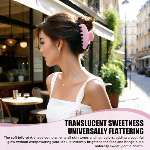 Dwenarry Pink Large Claw Hair Clips for Thick Hair - Non-Slip 4in Model