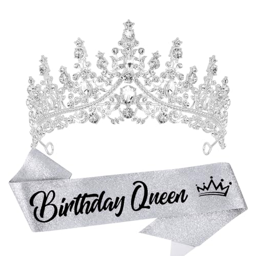 Silver Queen Tiara Crown for Women & Girls - Bridal, Party, Birthday Accessory